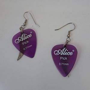 Purple Guitar Pick Earings